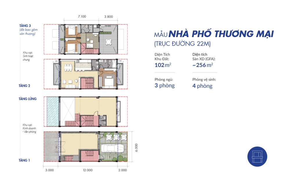 Bản vẽ thiết kế mẫu nhà phố thương mại Aquaria 2 Waterpoint