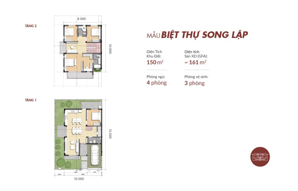 Mẫu biệt thự song lập tại phân khu Aquaria 2 Waterpoint